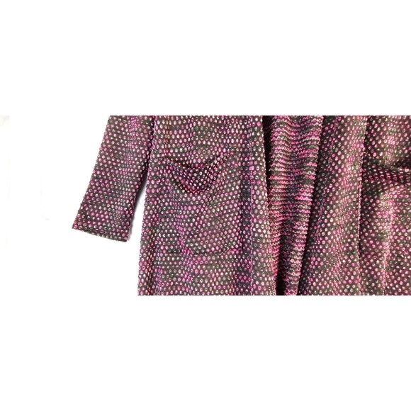 Pink Black Knit Duster Women's M Long Sleeve Slub Texture Pockets - Picture 3 of 7